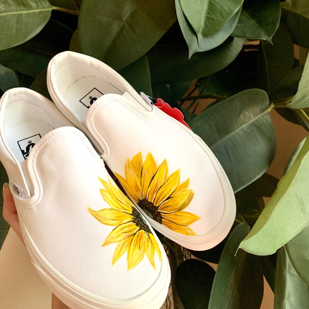 Handpainted sunflower vans